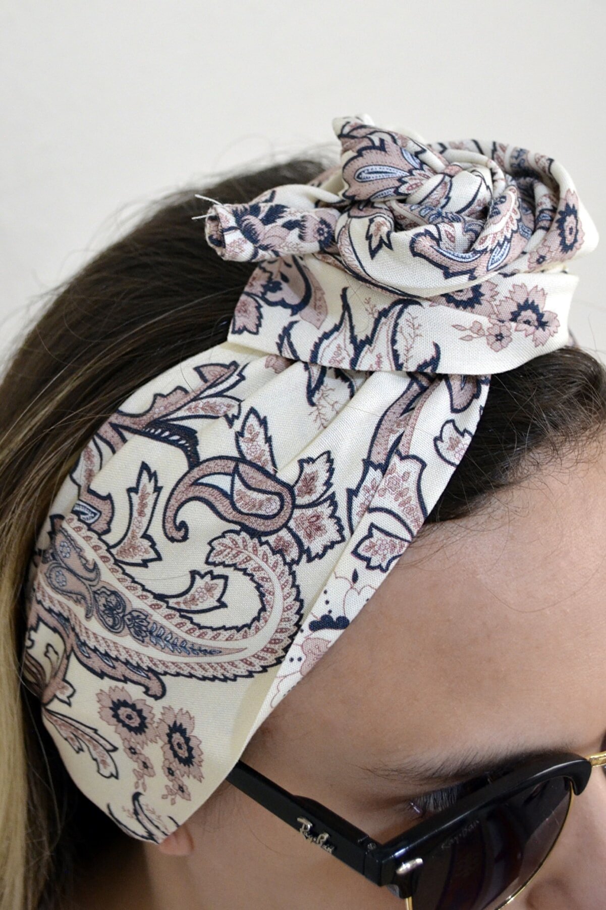 Telli Saç Bandanası - Şal Desenli