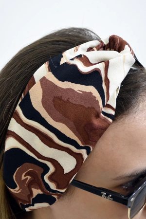 Lastikli Saç Bandanası - Brown Waves