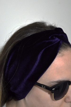 Düz Kadife Bandana - Patlıcan Moru